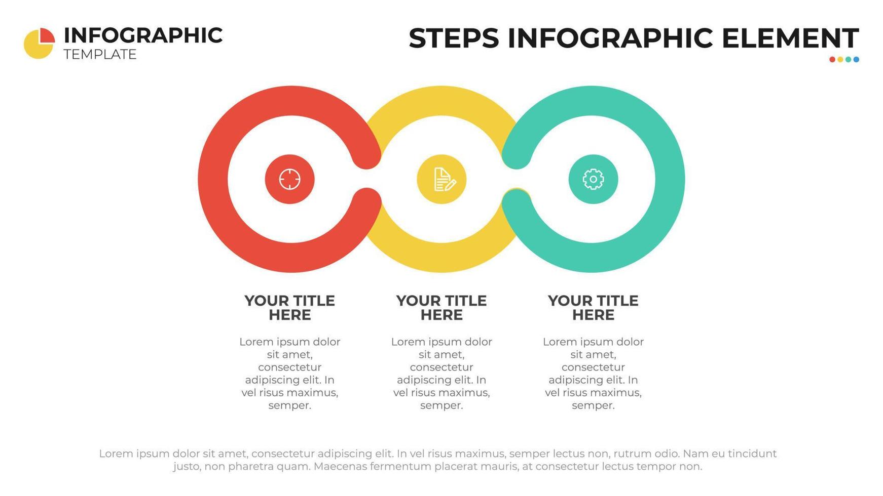 3 opties of lijst diagram met circulaire ontwerp, infographic element, presentatie lay-out sjabloon vector