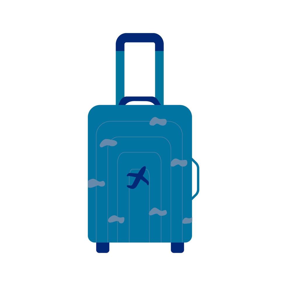 blauw koffer voor reizen kleurrijk illustratie tekenfilm vector