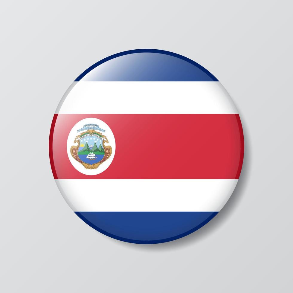 glanzend knop cirkel vormig illustratie van costa rica vlag vector