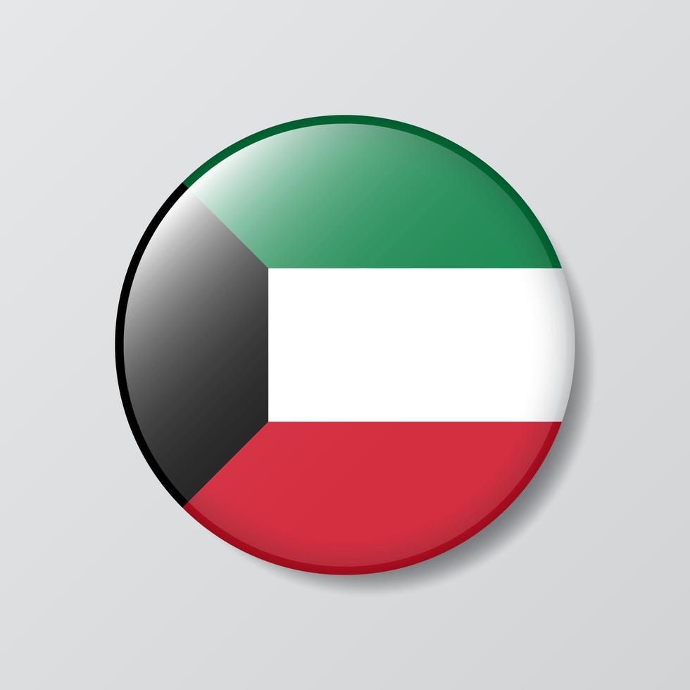 glanzend knop cirkel vormig illustratie van Koeweit vlag vector