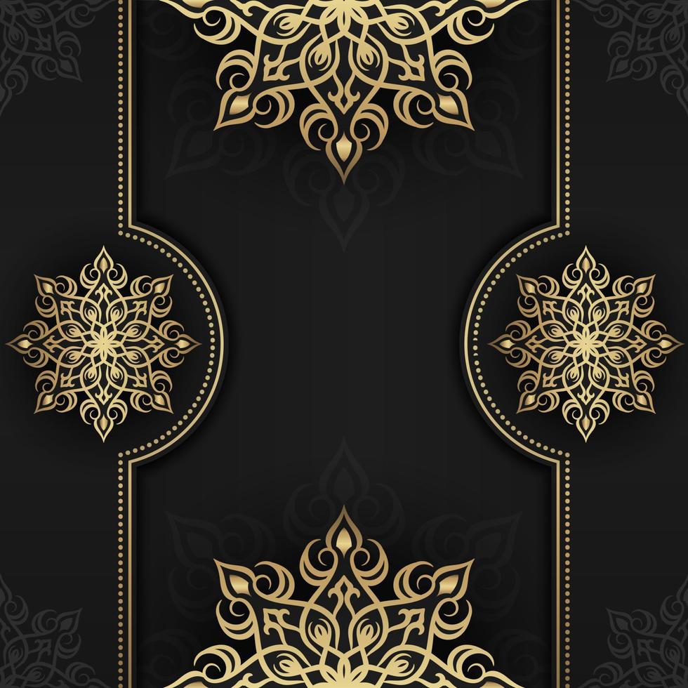 zwart achtergrond met gouden mandala ornament vector