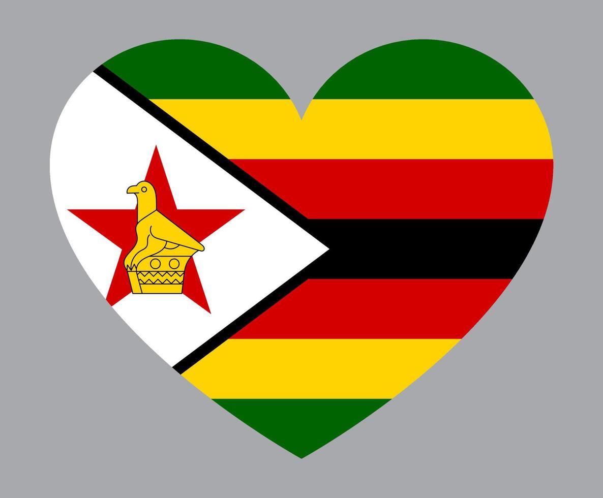 vlak hart vormig illustratie van Zimbabwe vlag vector