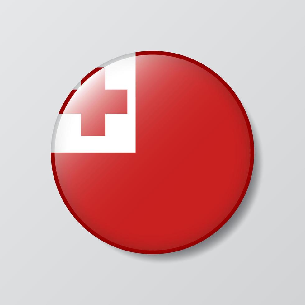 glanzend knop cirkel vormig illustratie van Tonga vlag vector