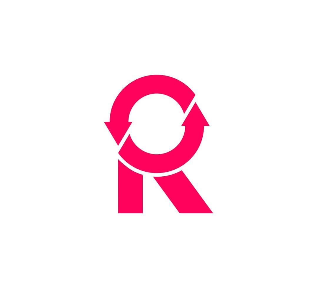 modern brief r logo met recycle pijlen. futuristische zakelijke identiteit logo, bedrijf grafisch ontwerp. vector