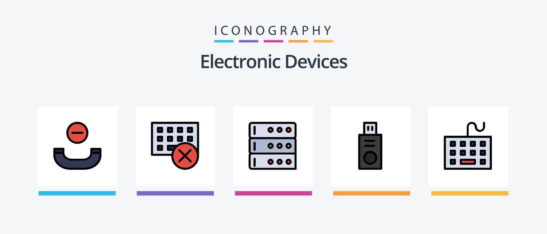 apparaten lijn gevulde 5 icoon pak inclusief hardware. apparaten. telefoongesprek. computer. iphone. creatief pictogrammen ontwerp vector