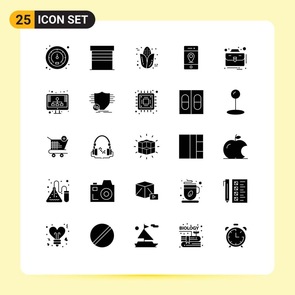 reeks van 25 modern ui pictogrammen symbolen tekens voor geval bedrijf maïskolf tekens kaart bewerkbare vector ontwerp elementen