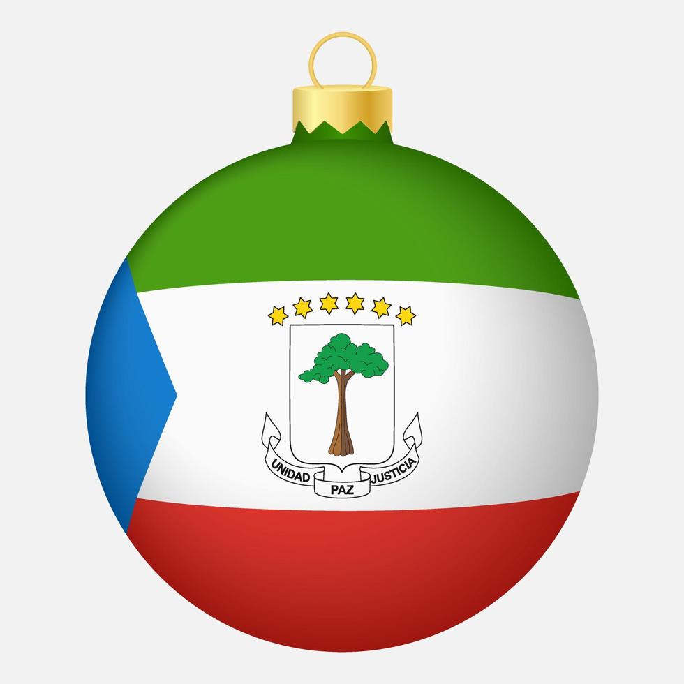 Kerstmis boom bal met equatoriaal Guinea vlag. icoon voor Kerstmis vakantie vector