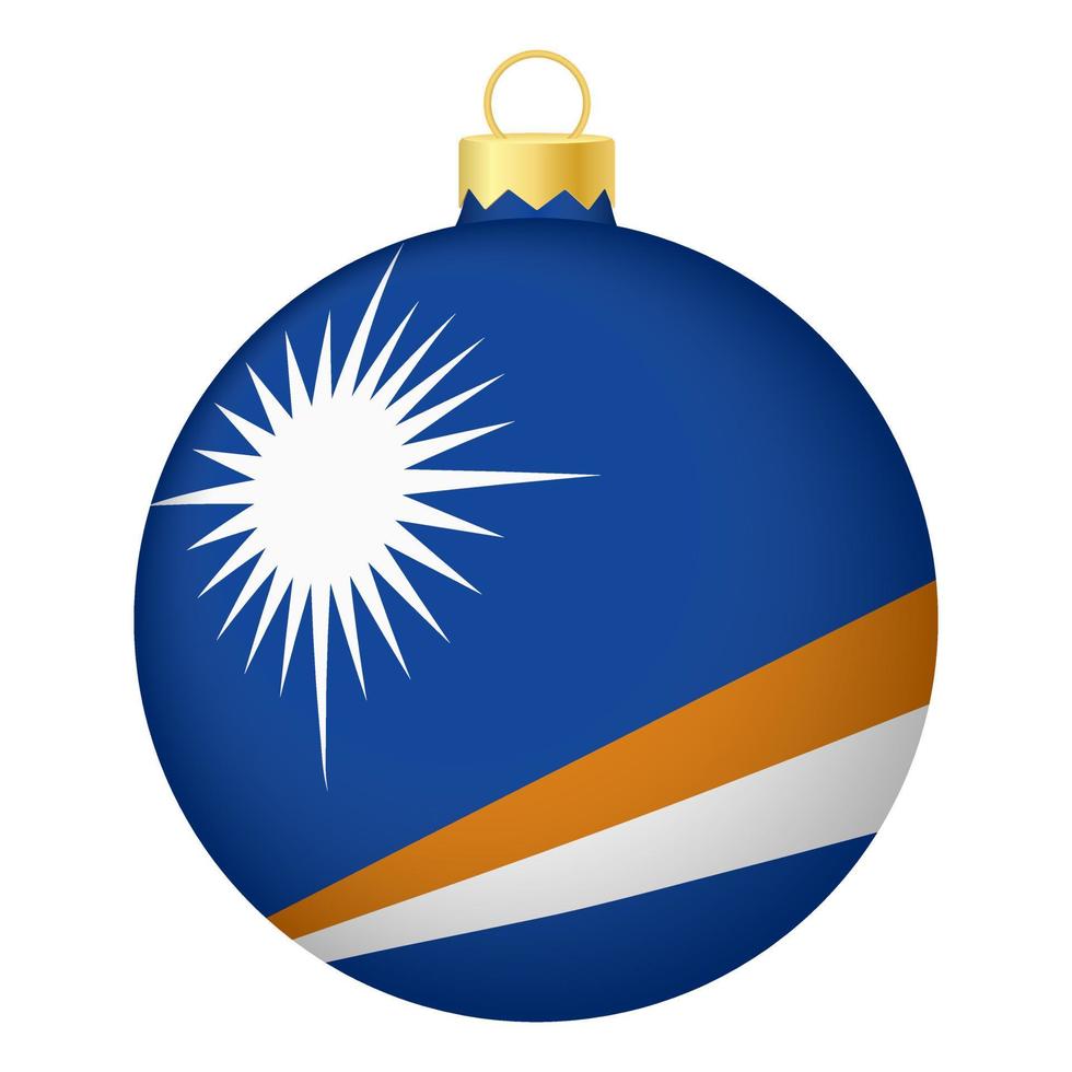 Kerstmis boom bal met maarschalk eilanden vlag. icoon voor Kerstmis vakantie vector