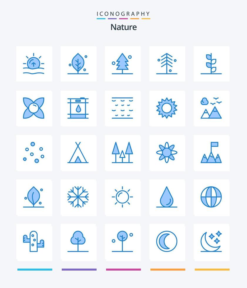 creatief natuur 25 blauw icoon pak zo net zo benzine. natuur. Woud. kruid. bloeien vector
