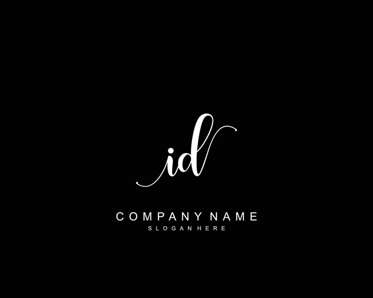 eerste ID kaart schoonheid monogram en elegant logo ontwerp, handschrift logo van eerste handtekening, bruiloft, mode, bloemen en botanisch met creatief sjabloon. vector