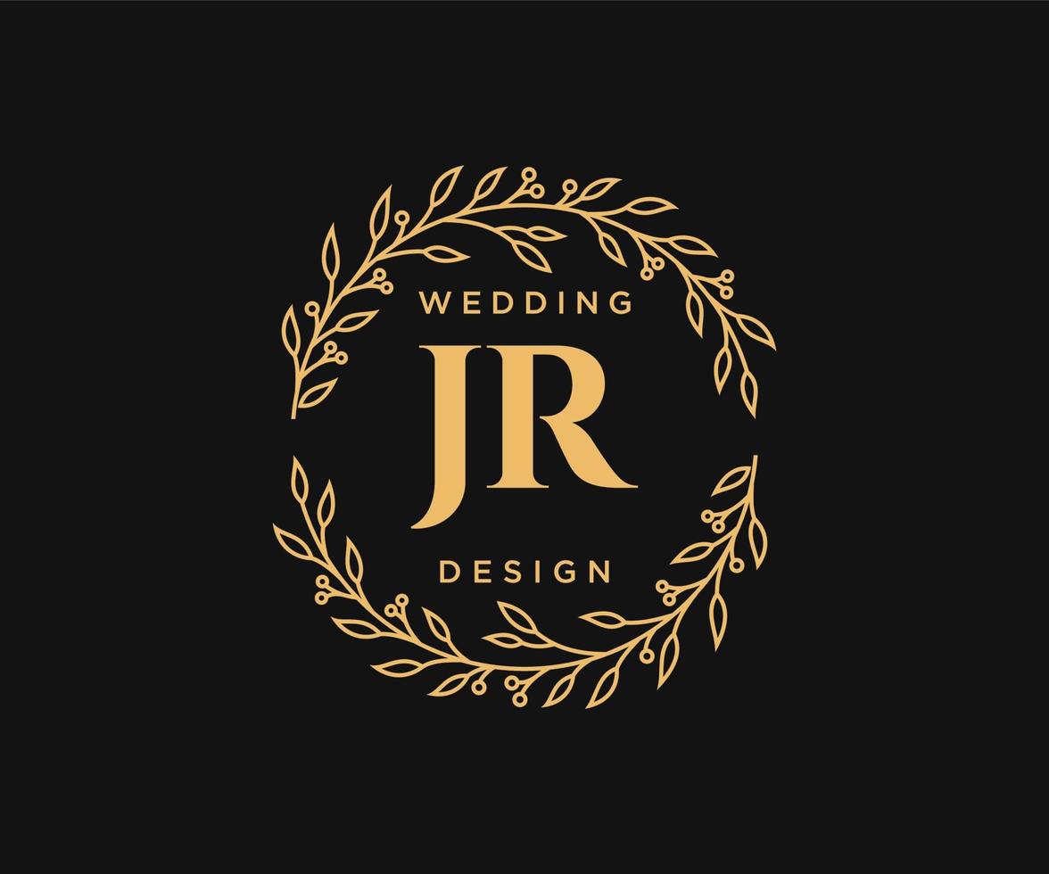 jr initialen brief bruiloft monogram logos verzameling, hand- getrokken modern minimalistisch en bloemen Sjablonen voor uitnodiging kaarten, opslaan de datum, elegant identiteit voor restaurant, boetiek, cafe in vector