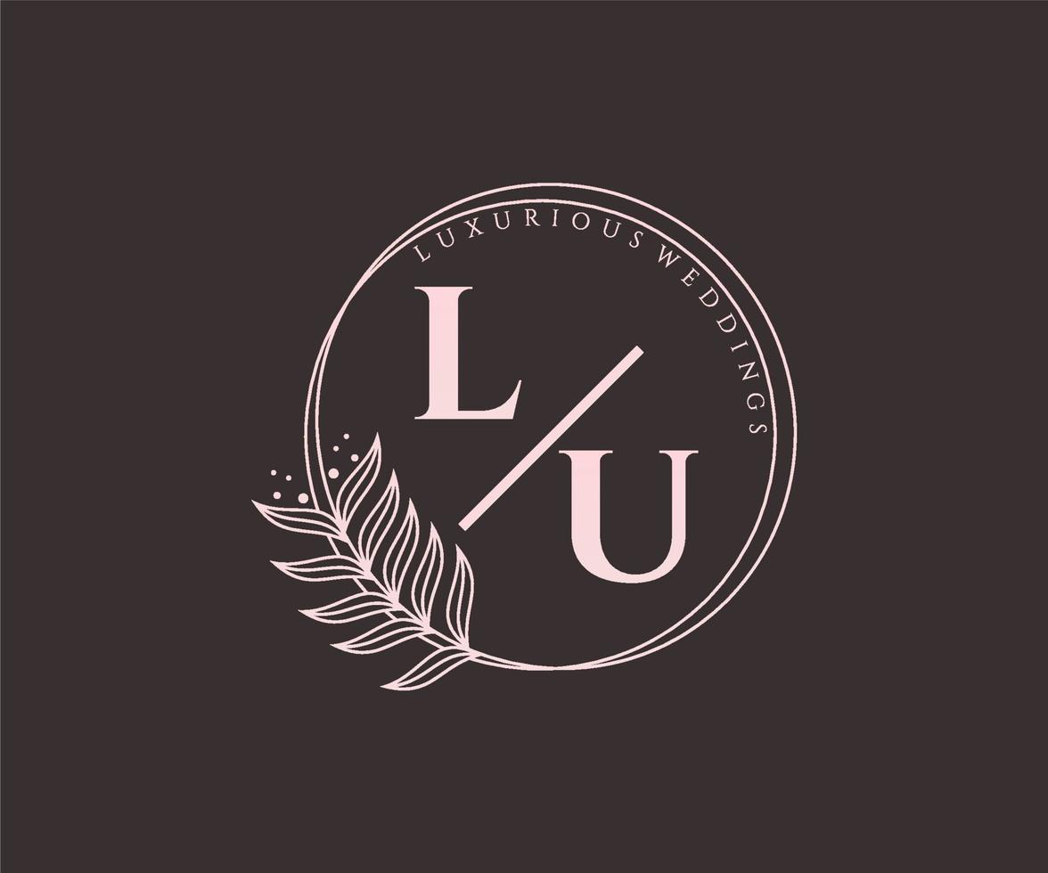 lu initialen brief bruiloft monogram logos sjabloon, hand- getrokken modern minimalistisch en bloemen Sjablonen voor uitnodiging kaarten, opslaan de datum, elegant identiteit. vector