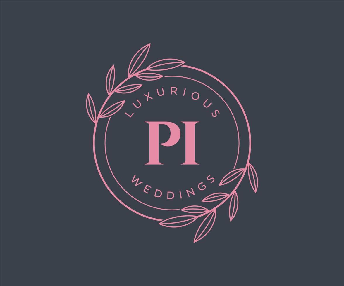 pi initialen brief bruiloft monogram logos sjabloon, hand- getrokken modern minimalistisch en bloemen Sjablonen voor uitnodiging kaarten, opslaan de datum, elegant identiteit. vector