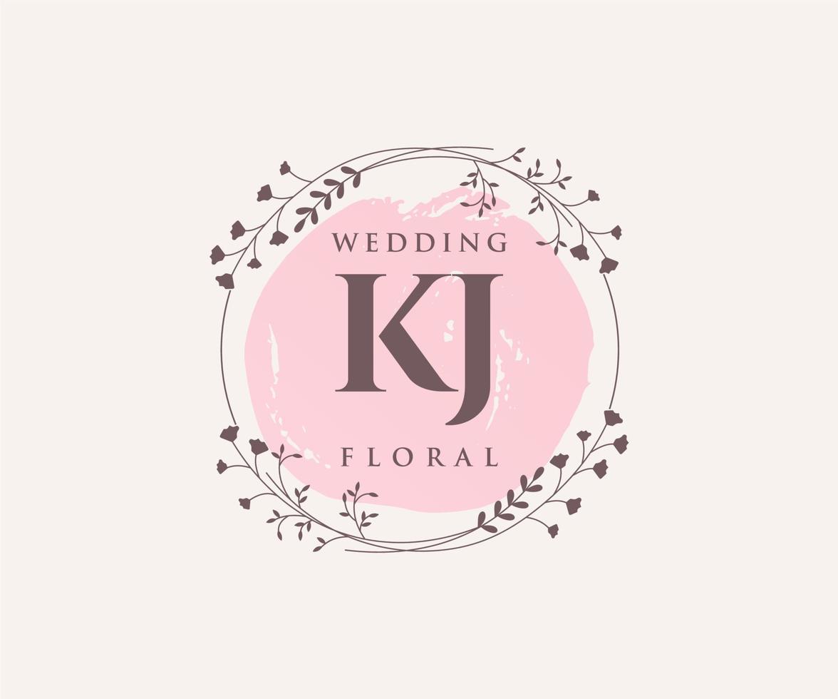 kj initialen brief bruiloft monogram logos sjabloon, hand- getrokken modern minimalistisch en bloemen Sjablonen voor uitnodiging kaarten, opslaan de datum, elegant identiteit. vector