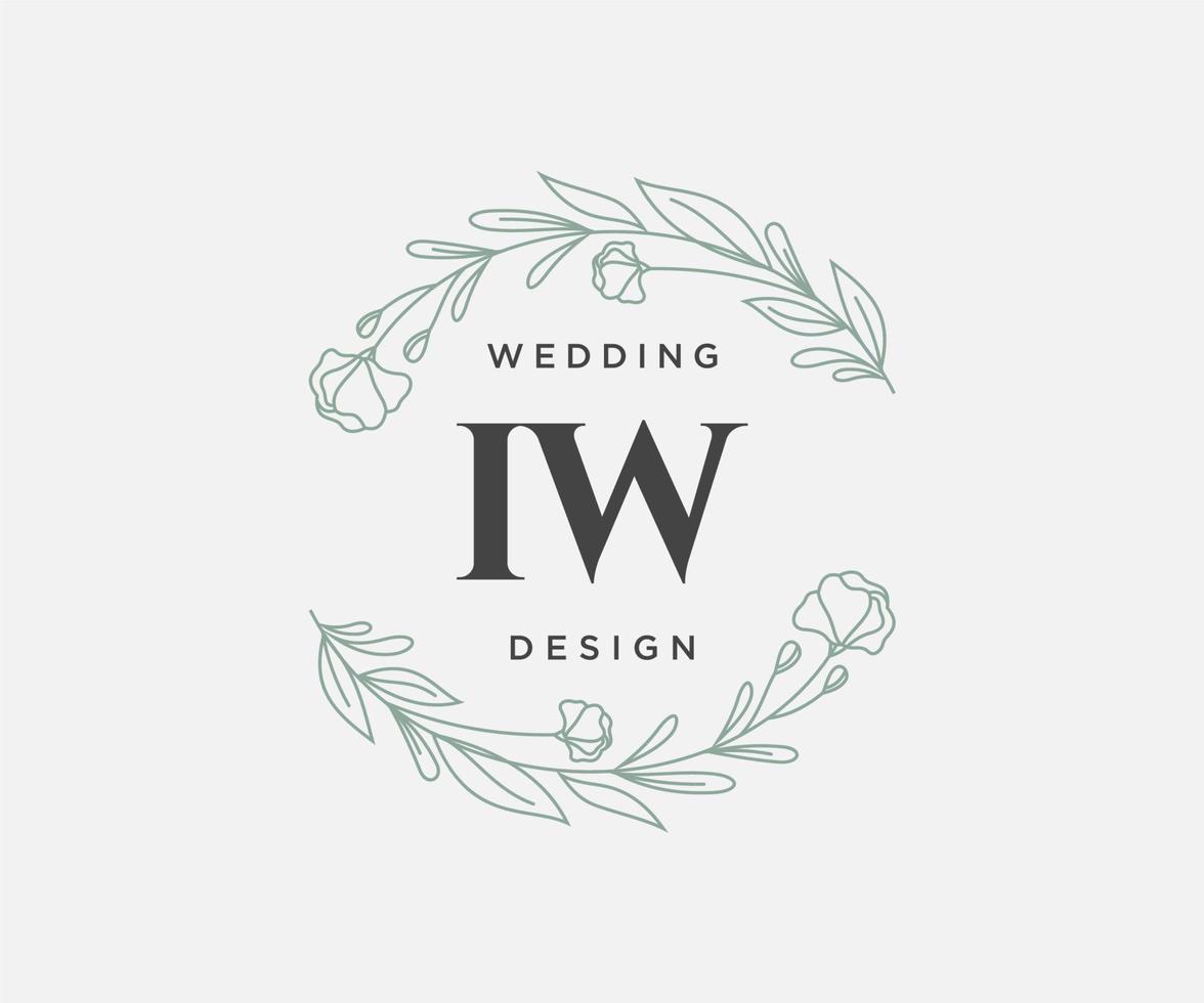 iw initialen brief bruiloft monogram logos verzameling, hand- getrokken modern minimalistisch en bloemen Sjablonen voor uitnodiging kaarten, opslaan de datum, elegant identiteit voor restaurant, boetiek, cafe in vector