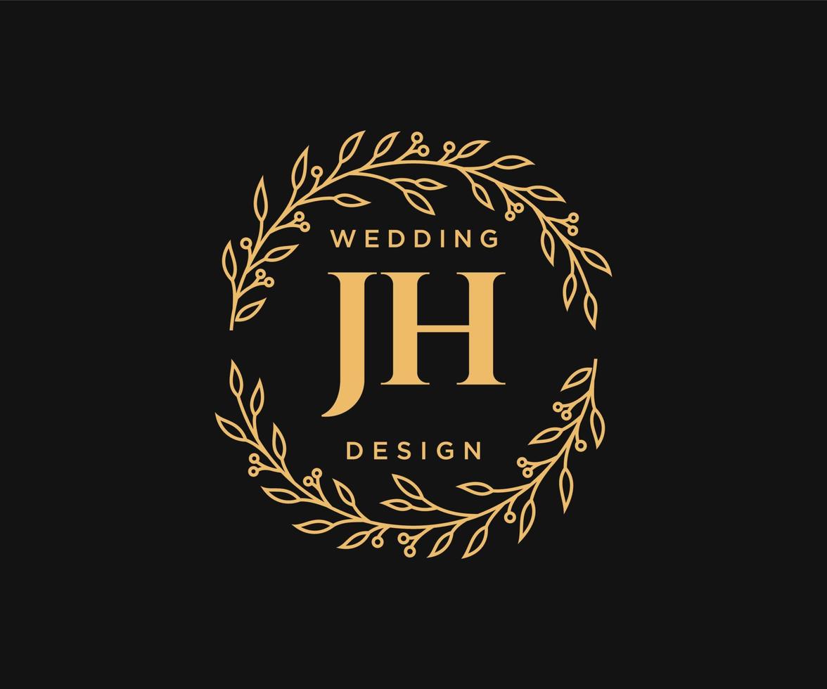 jh initialen brief bruiloft monogram logos verzameling, hand- getrokken modern minimalistisch en bloemen Sjablonen voor uitnodiging kaarten, opslaan de datum, elegant identiteit voor restaurant, boetiek, cafe in vector