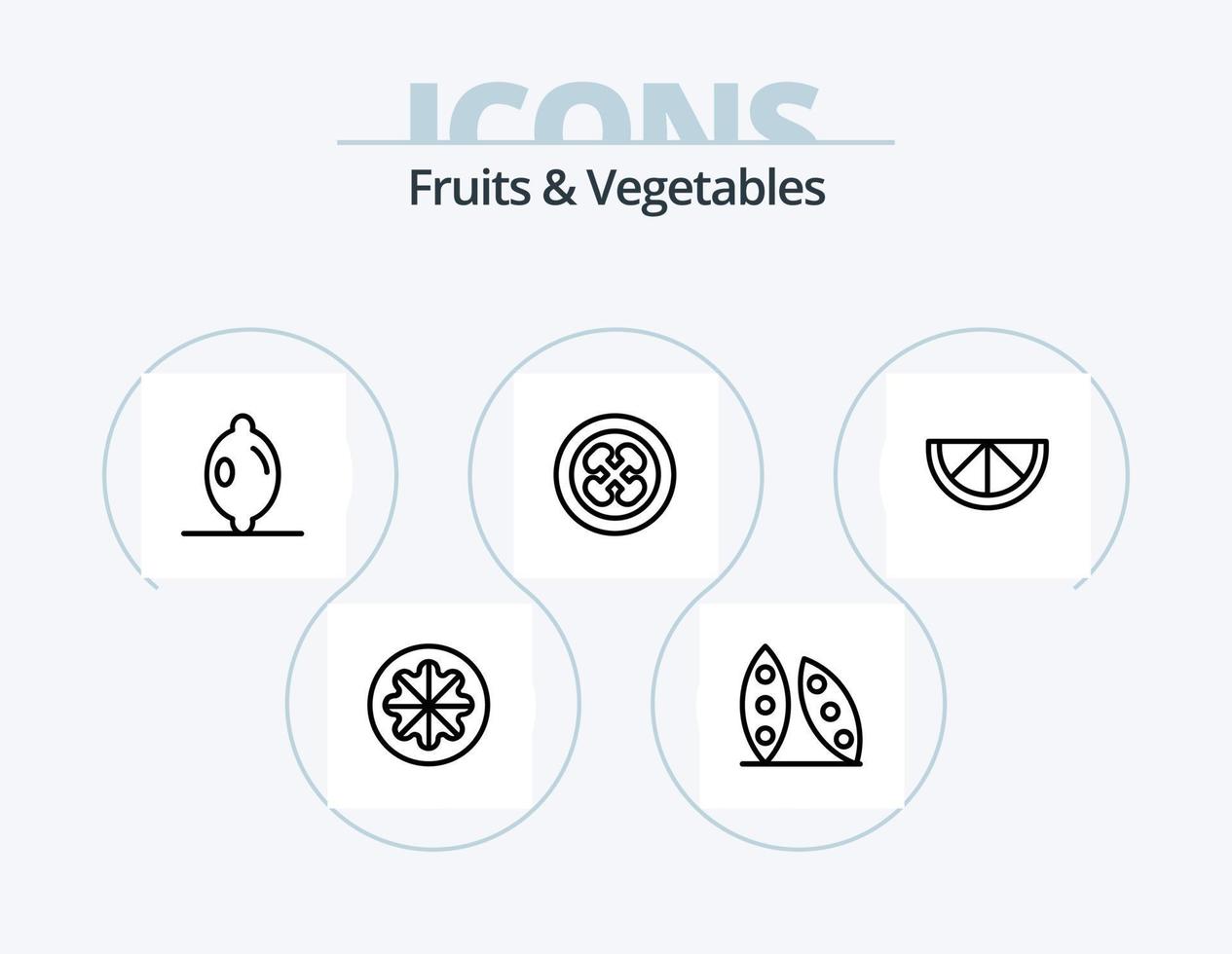 fruit en groenten lijn icoon pak 5 icoon ontwerp. . fruit. olijf. kokosnoot. gorki vector
