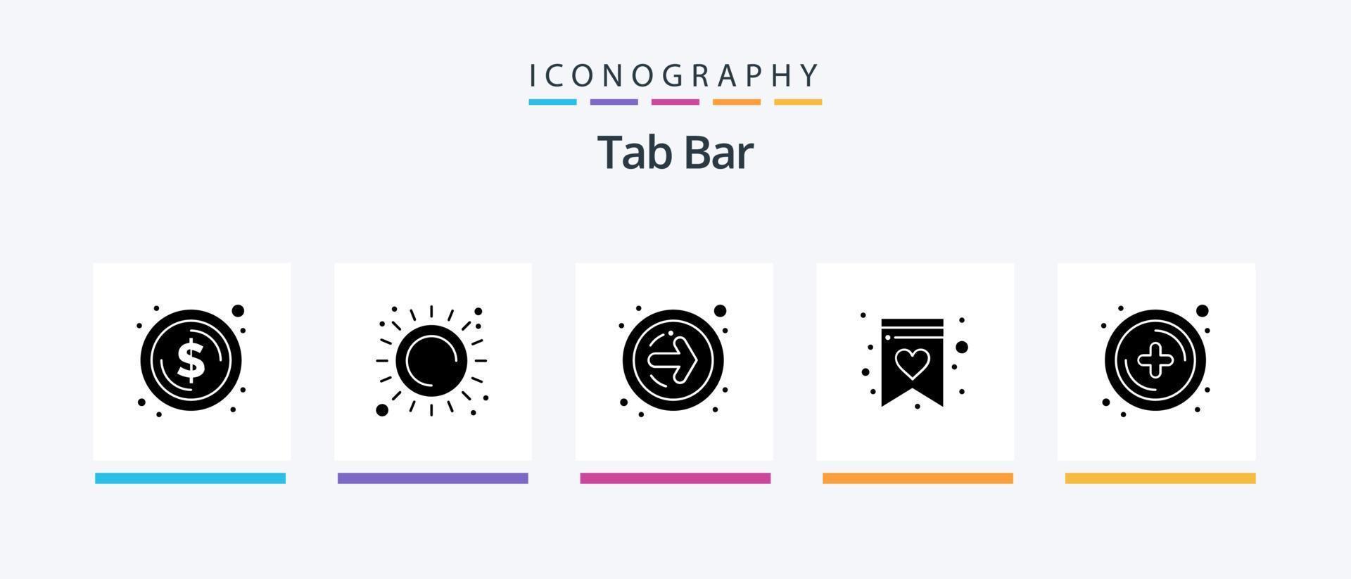tab bar glyph 5 icoon pak inclusief . nieuwe. vooruit pijl. toevoegen. boodschappen doen lijst. creatief pictogrammen ontwerp vector