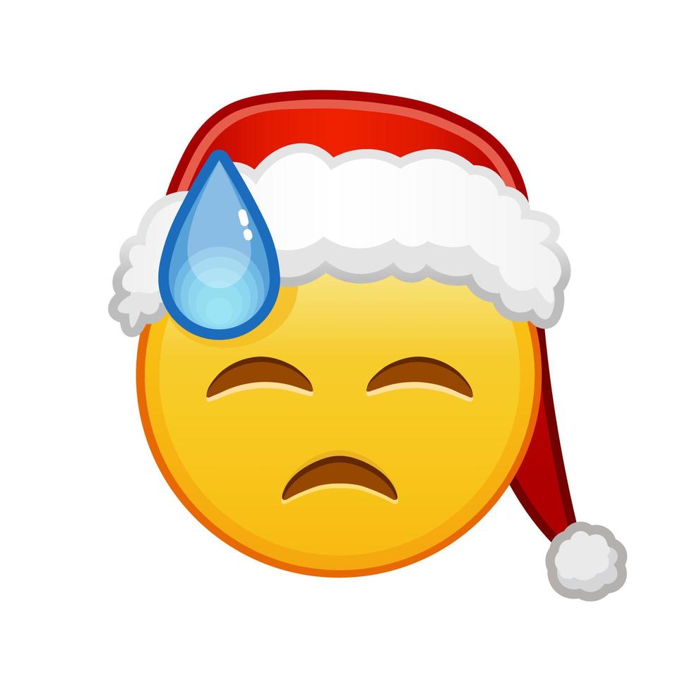 Kerstmis gezicht in verkoudheid zweet groot grootte van geel emoji glimlach vector
