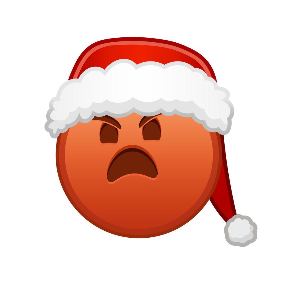 Kerstmis boos gezicht groot grootte van rood emoji glimlach vector