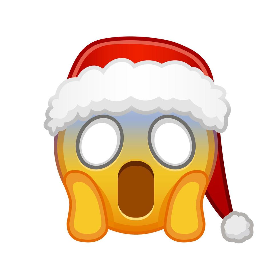 Kerstmis gezicht schreeuwen in angst groot grootte van geel emoji glimlach vector