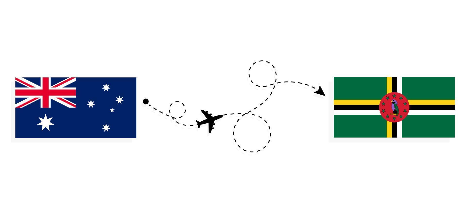 vlucht en reizen van Australië naar dominica door passagier vliegtuig reizen concept vector