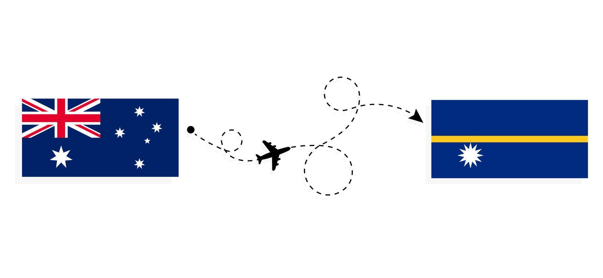 vlucht en reizen van Australië naar nauru door passagier vliegtuig reizen concept vector