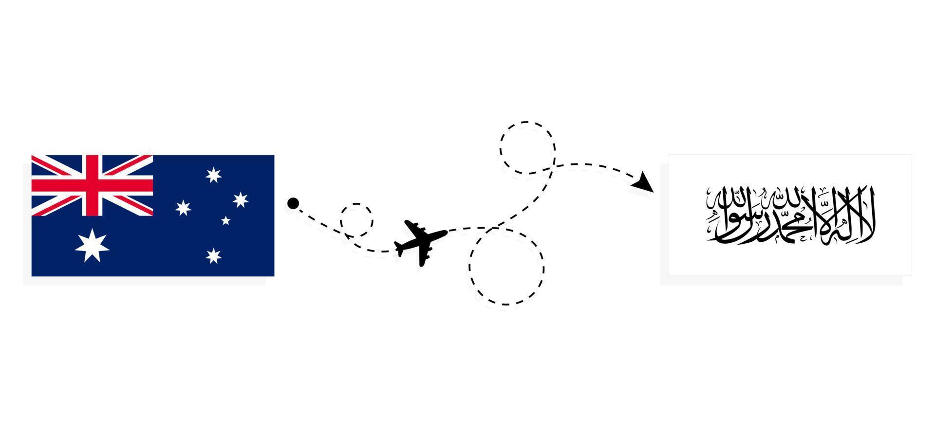 vlucht en reis van Australië naar Afghanistan per reisconcept voor passagiersvliegtuigen vector