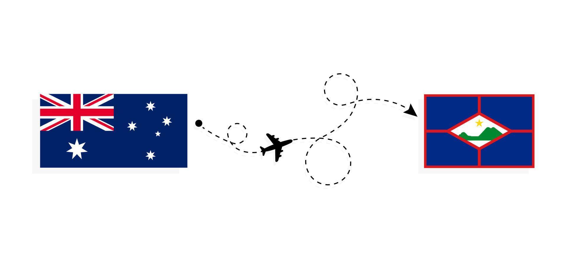 vlucht en reizen van Australië naar sint eustatius door passagier vliegtuig reizen concept vector