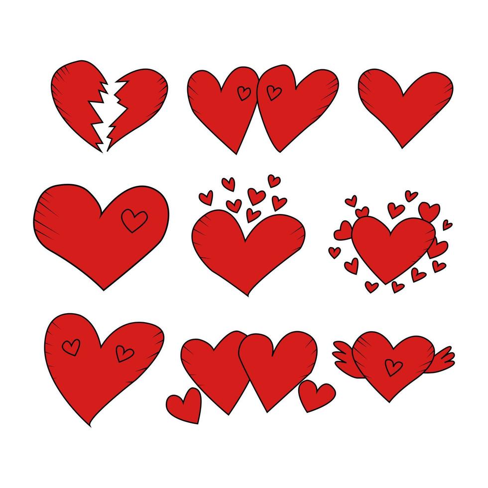 tekening hand- getrokken harten illustratie. reeks harten. vector eps10
