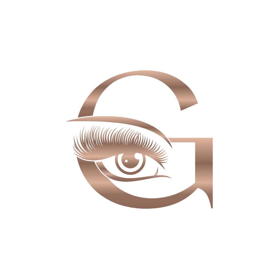 luxe schoonheid oog wimpers logo brief g vector