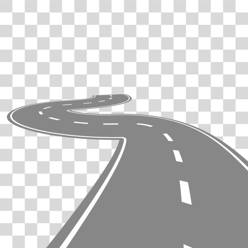 gebogen kronkelend weg of snelweg met centrum tekenfilm illustratie geïsoleerd Aan transparant vector