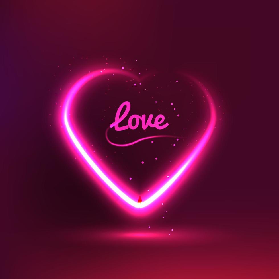 Valentijn hart, gloeiend romantisch vlam in donker, valentijnsdag dag achtergrond voor uitnodiging kaart folder Hoes tijdschrift of boek vector