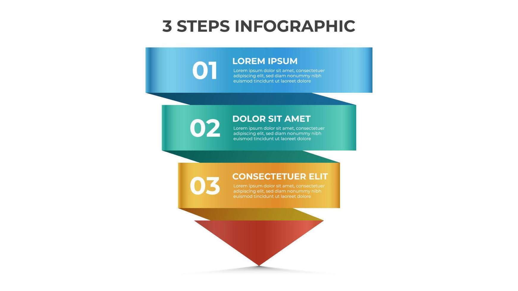 3 points van stappen, infographic sjabloon, lay-out ontwerp vector met pijl diagram