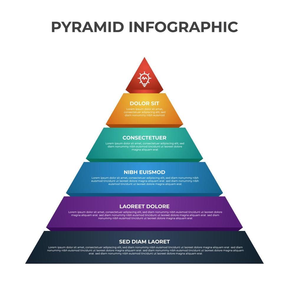 5 punt, kogel, lijst piramide diagram, bedrijf infographic element sjabloon vector, kan worden gebruikt voor sociaal media na, presentatie, enz. vector