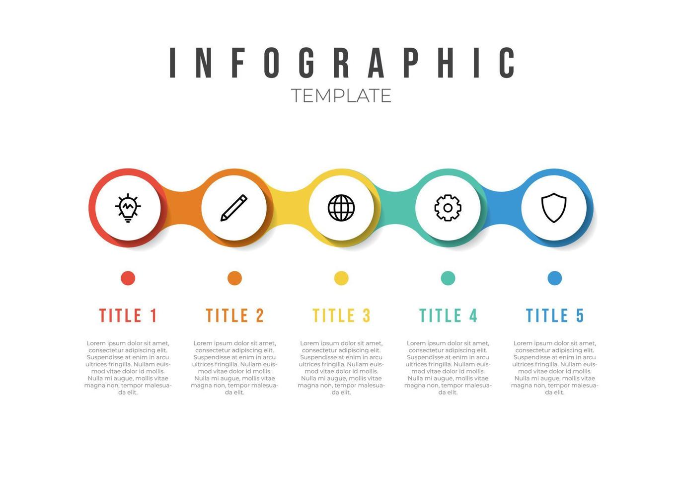 infographic lijst sjabloon element met horizontaal 5 points en pictogrammen vector