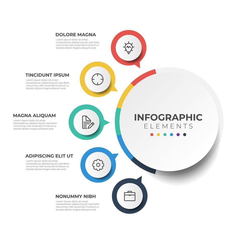 5 lijst infographic element vector sjabloon, stappen of volgorde lay-out diagram