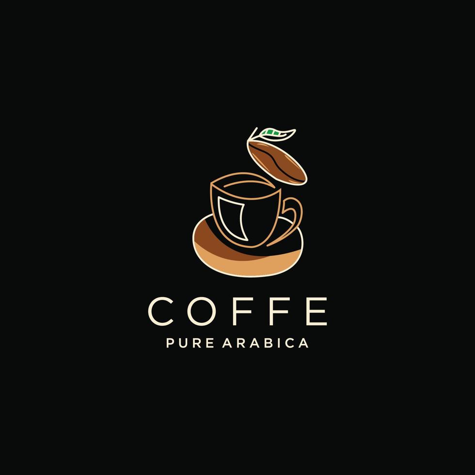 koffie met lijn stijl logo pictogram ontwerp sjabloon platte vector