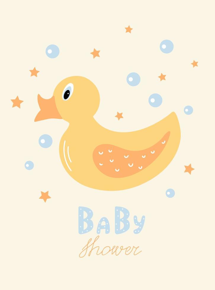 baby douche ontwerp. schattig eend en hand- tekening baby douche vector