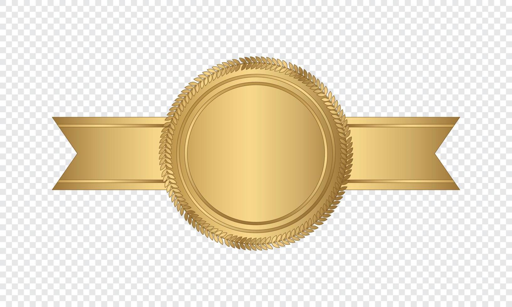 gouden postzegel met horizontaal linten. luxe zegel. blanco gouden zegel. vector illustratie