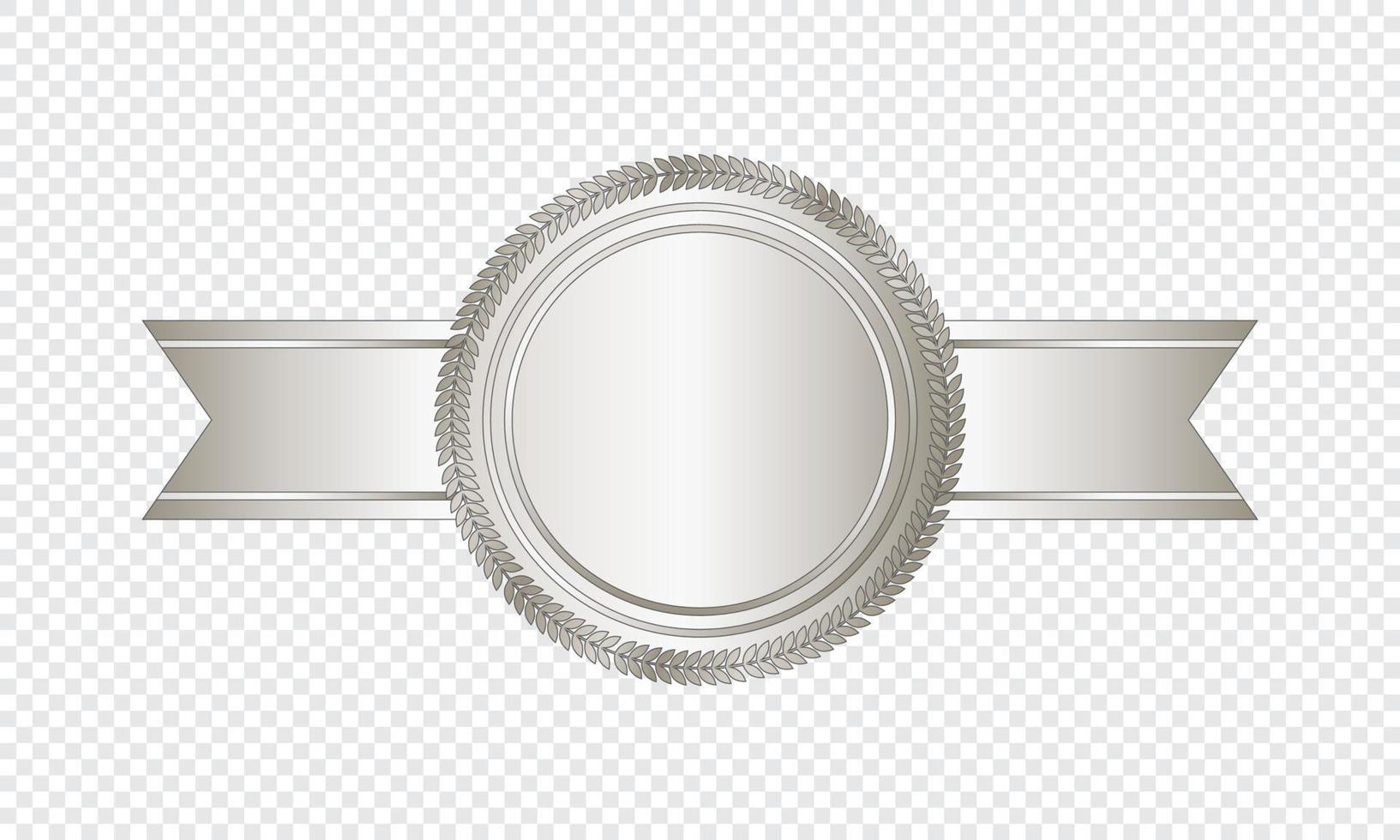 zilver postzegel met horizontaal linten. luxe zegel. blanco zilver zegel. vector illustratie