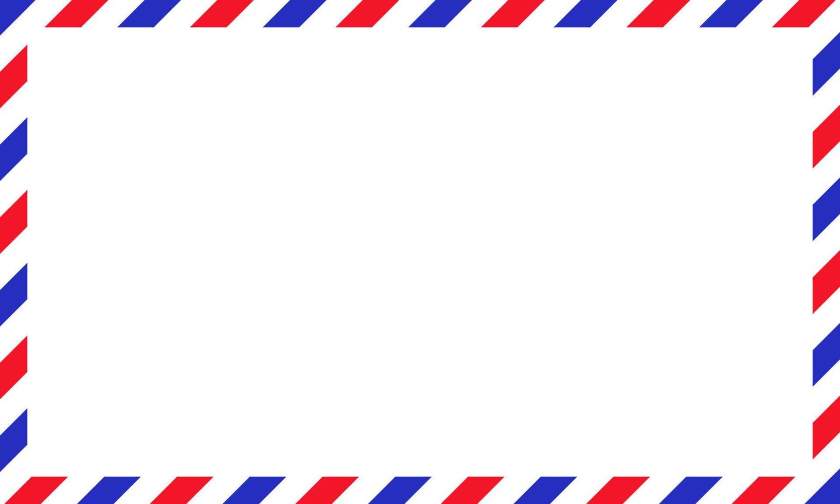 lucht mail brief. post stempel. luchtpost kader ansichtkaart. blauw rood strepen patroon. mockup sjabloon envelop. vector illustratie