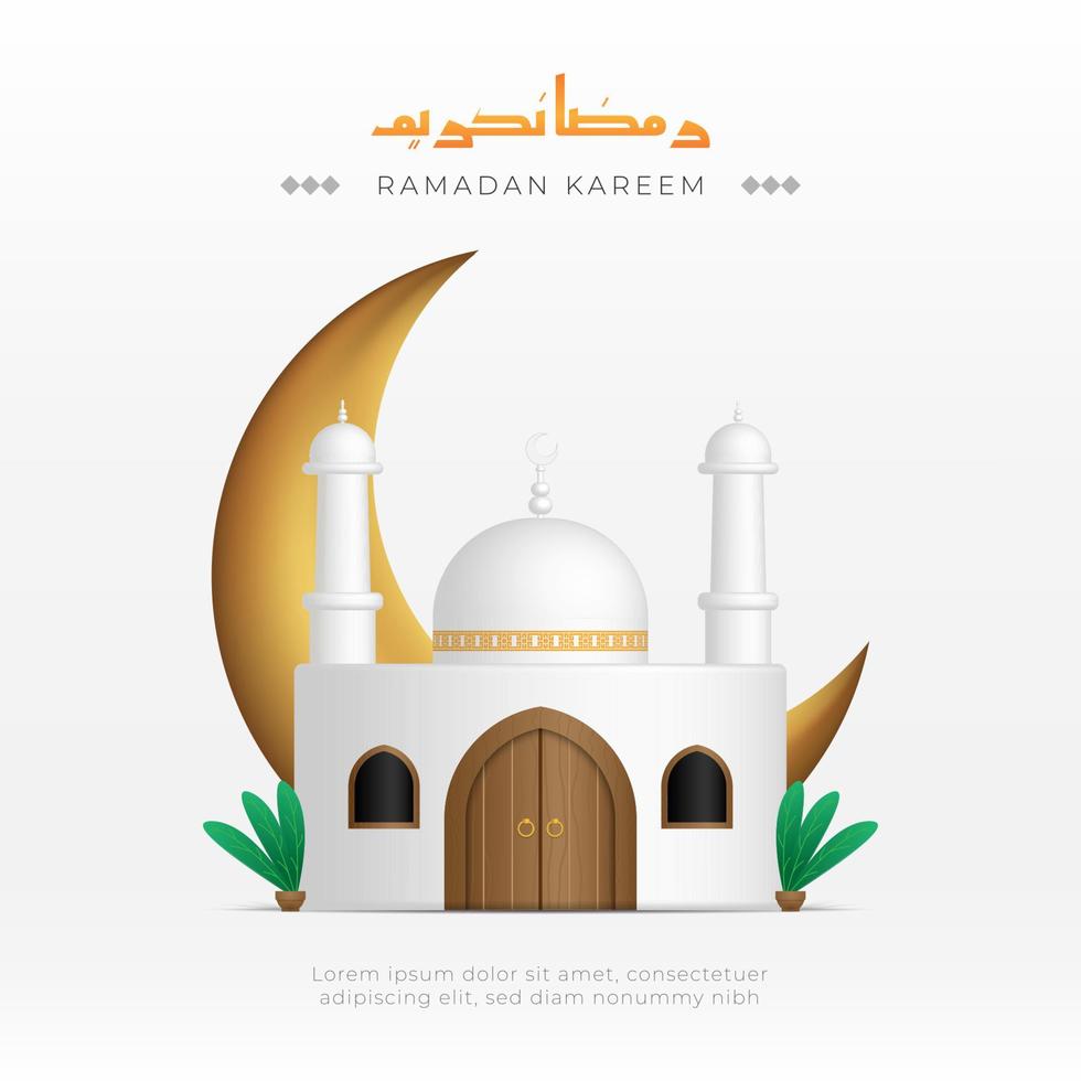 minimaal Ramadan kareem illustratie met moskee en halve maan vector