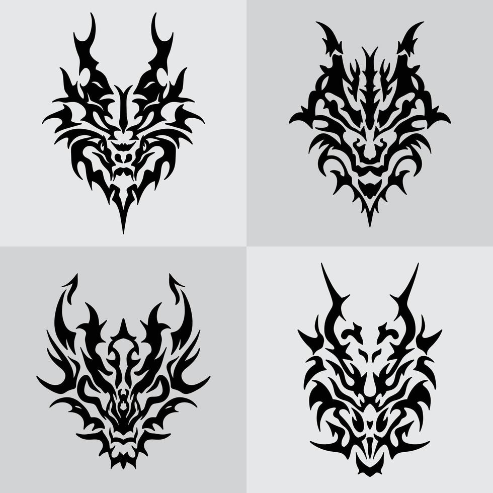 draak tribal gezicht tatoeëren logo vector