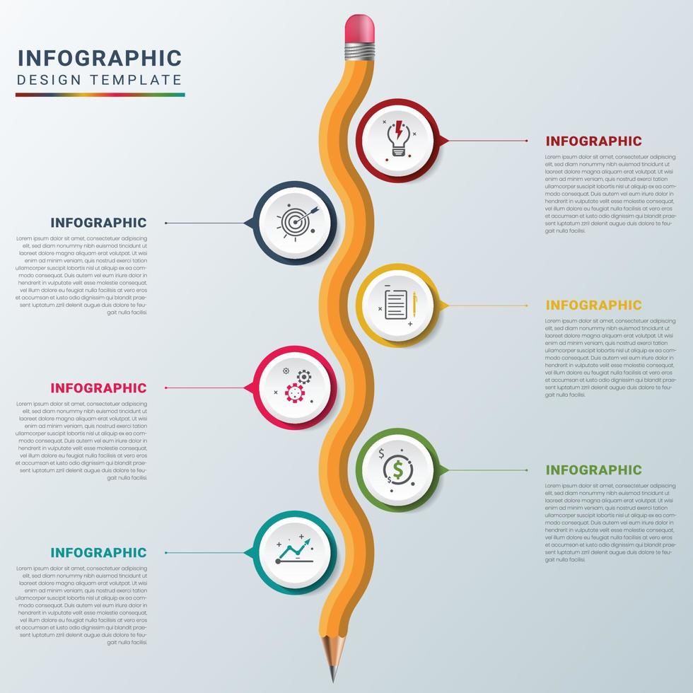 creatief zigzag potlood infographics sjabloon vector