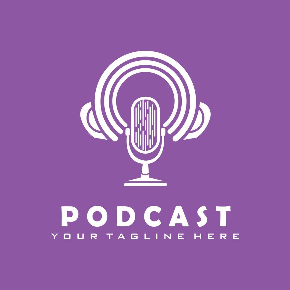 podcast logo lijn kunst ontwerp vector