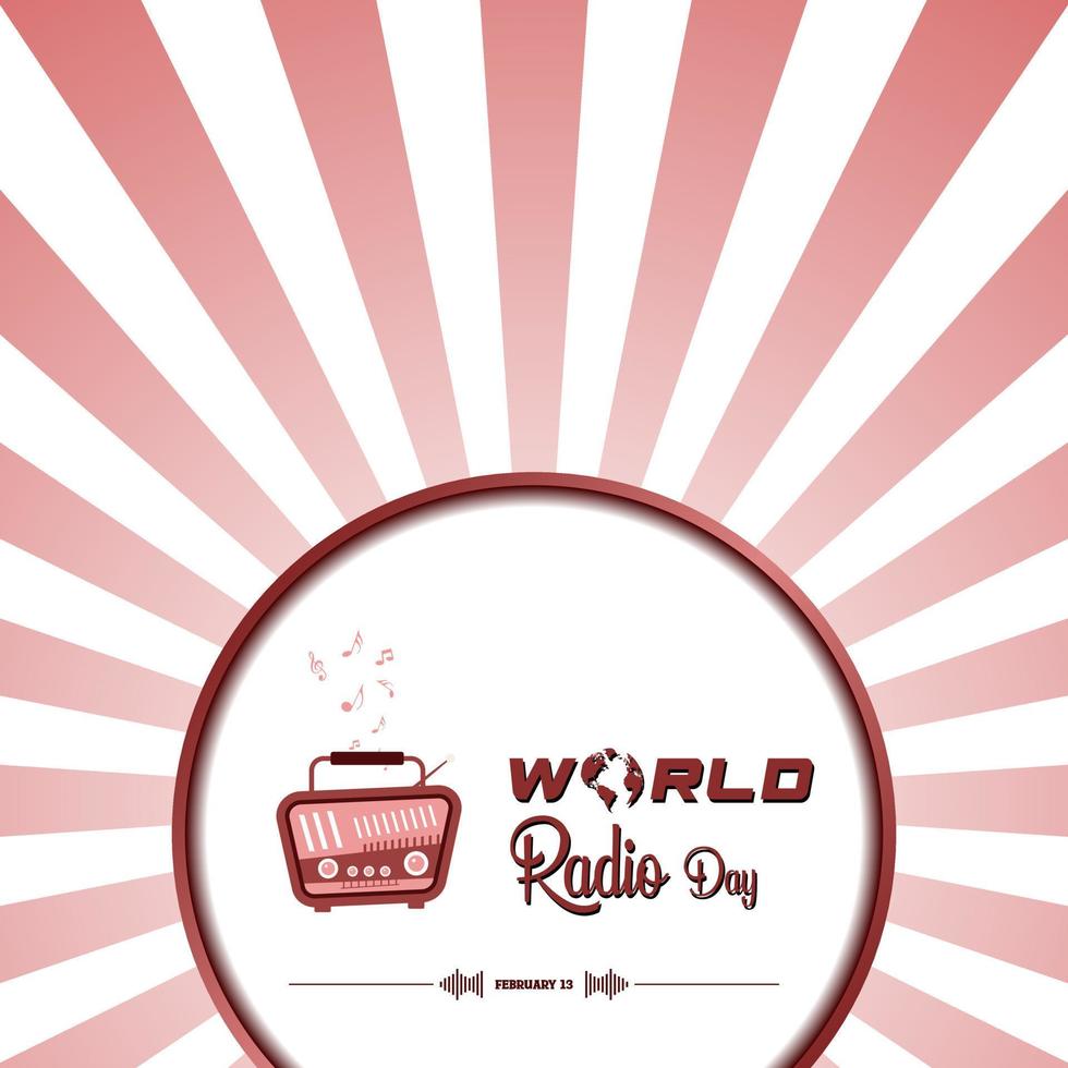 wereld radio dag februari 13e. minimalistische poster ontwerp voor sociaal media na. vector