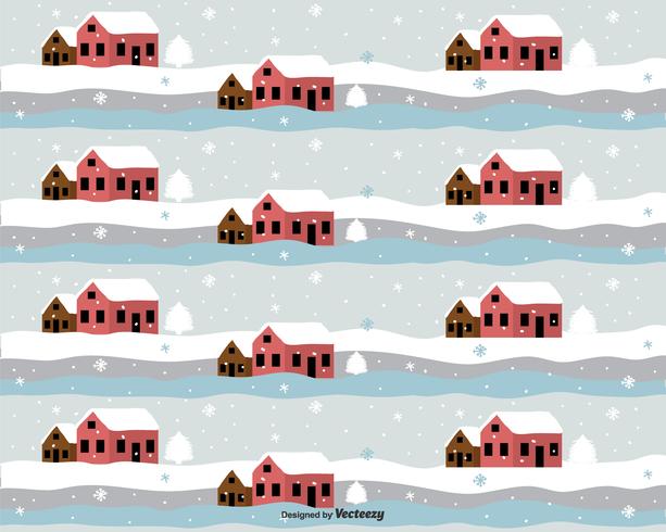 Cartoon huis in de winter Vector patroon