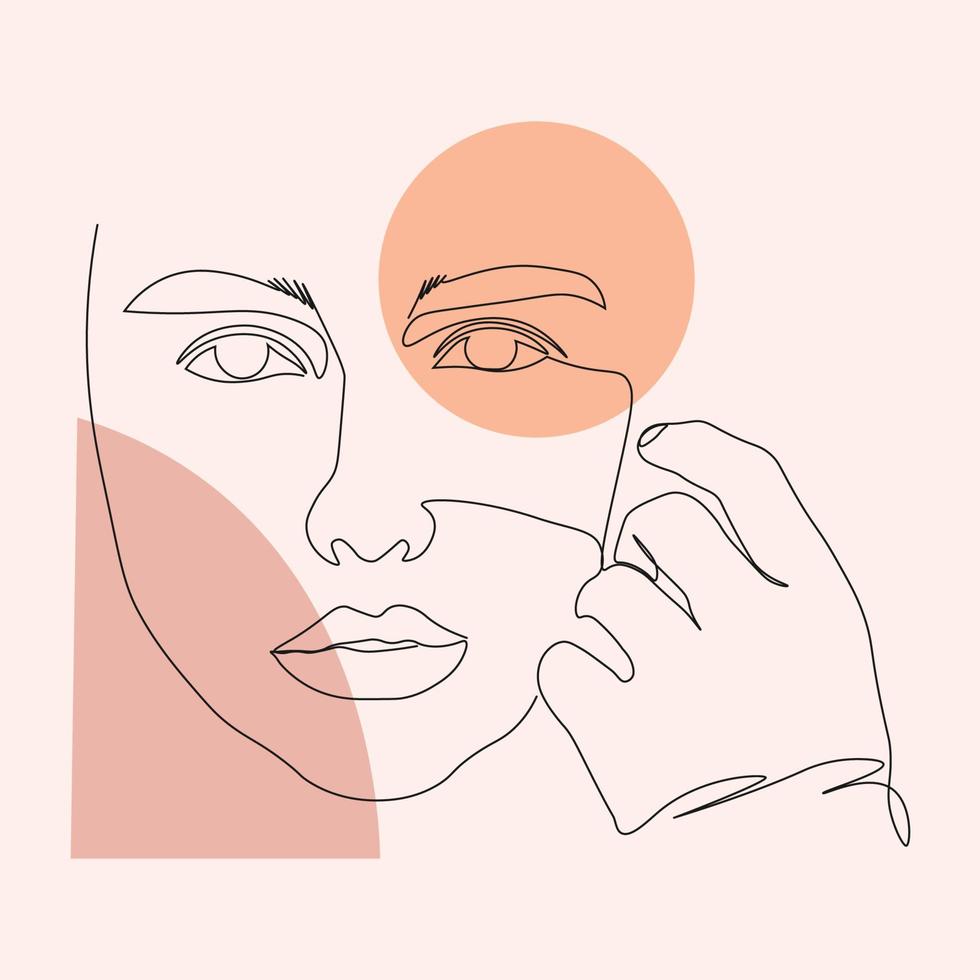 schets minimalistische Dames gezicht potrait hand- getrokken vector