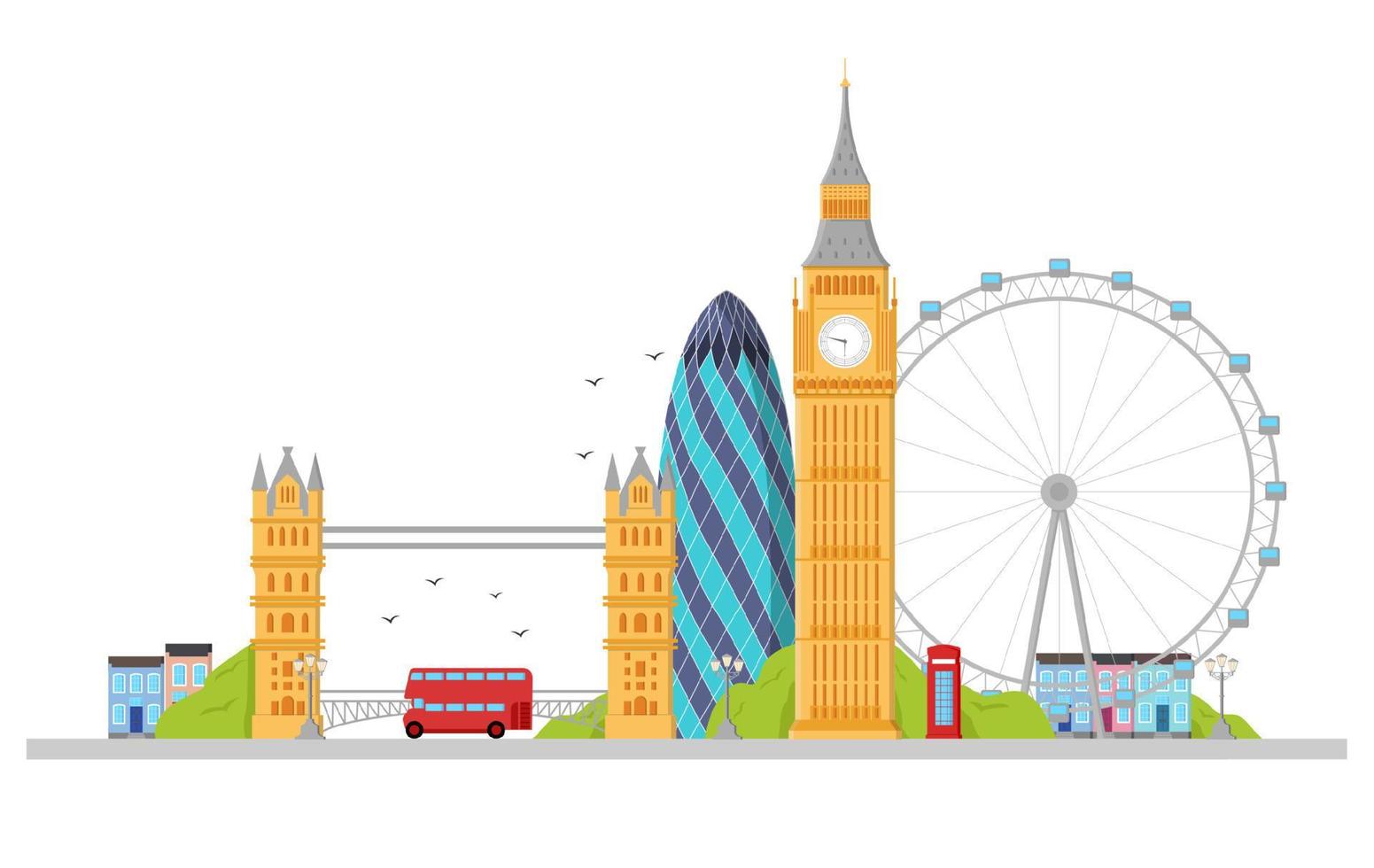 Londen gedetailleerd horizon. vector illustratie.